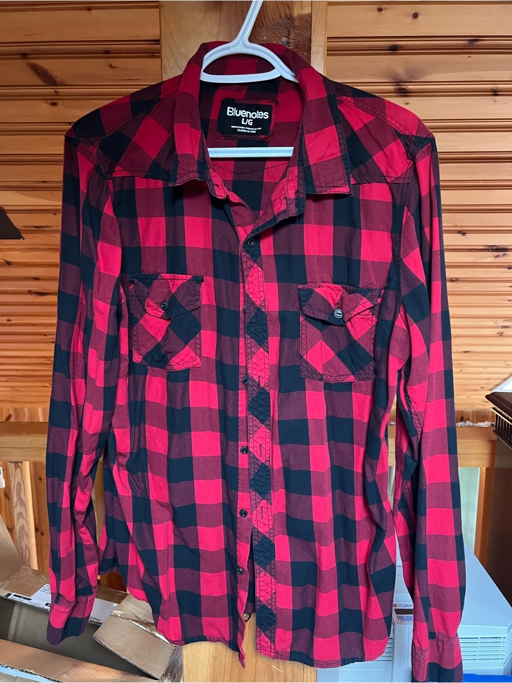 Bluenotes Red & Black Plaid Flannel Shirt